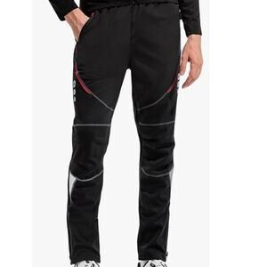 Santic Men's Black Long Fleece Thermal Windproof Winter Cycling Pants Size XL